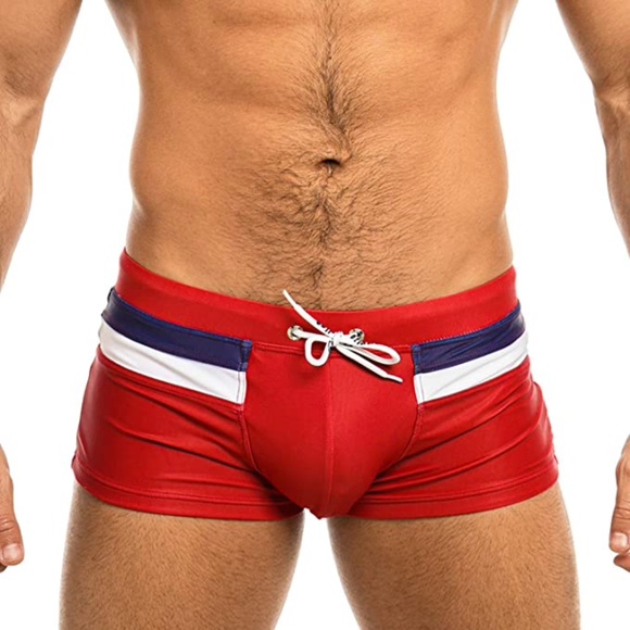 Men's Swim Boxer Trunks Square Cut Swimsuits